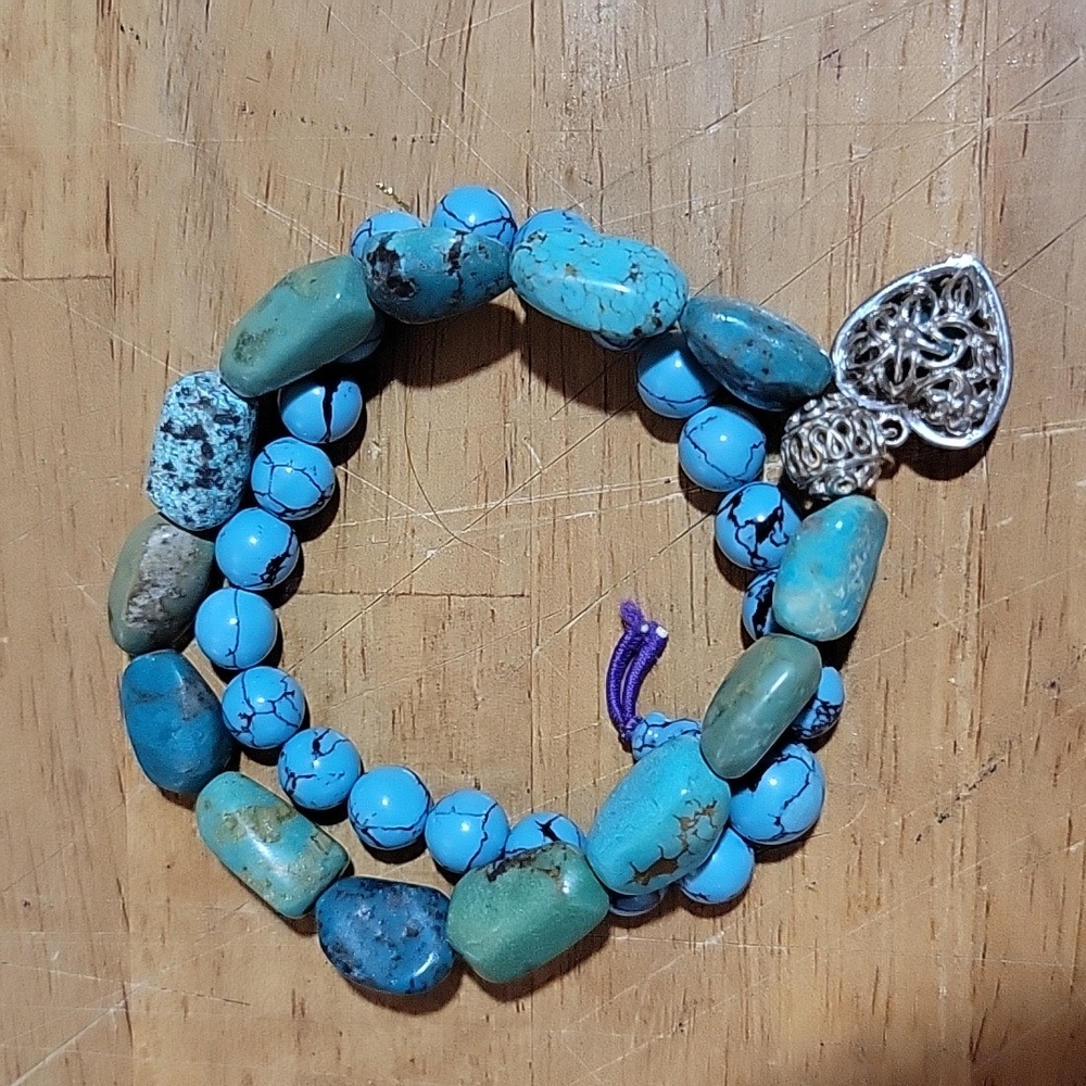 2 Turquoise  Bead Bracelets